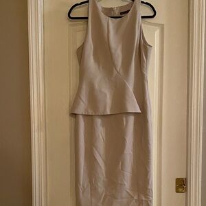 Black Halo Cream Peplum Midi Dress